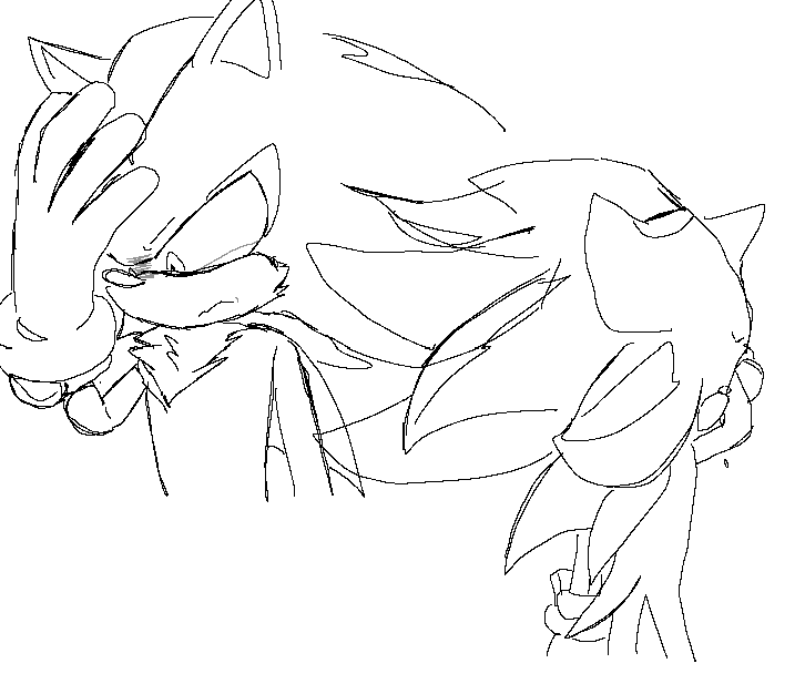 two uncolored sketches of shadow, one turned away from the viewer