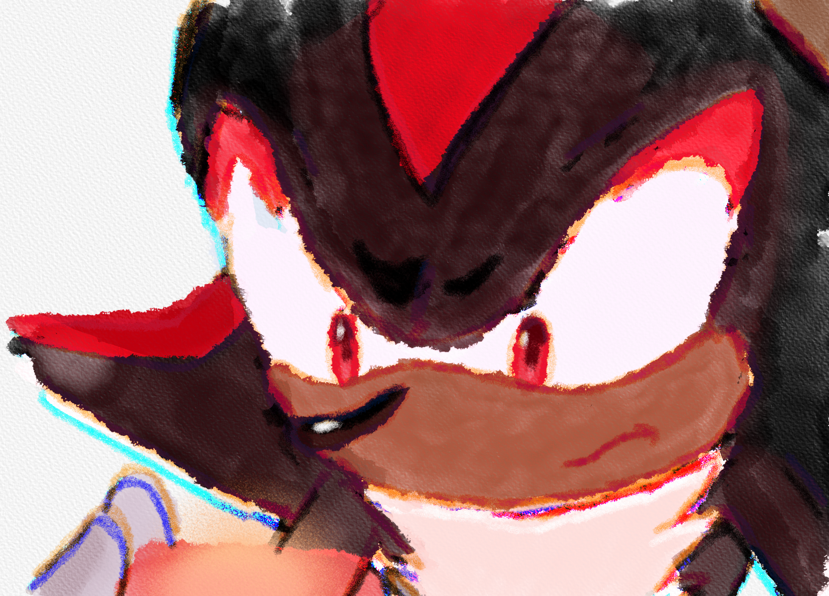 painting of a screenshot of shadow from the show Sonic X