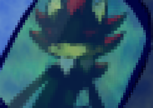 pixelized painting of shadow in stasis tube